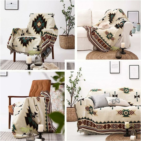 Rutiga Soffa Överdrag Amerikansk Etnisk Stil Fullt Överdrag Stickad Socker Jacquard Soffafilt 90x180cm