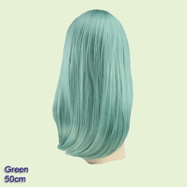 Similler Synthetic Anime Långa raka peruker För Cosplay Kvinnor Värmebeständigt hår Svart Blå Rosa Grön Gul Röd 100cm50cm grön