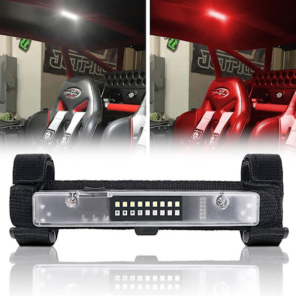 LED Dome Light UTV Interiør Dome Light, Universal Roll Bar Mount LED Light UTV Interiør Light Roll Cage Utility Light (Hvit&Rød)