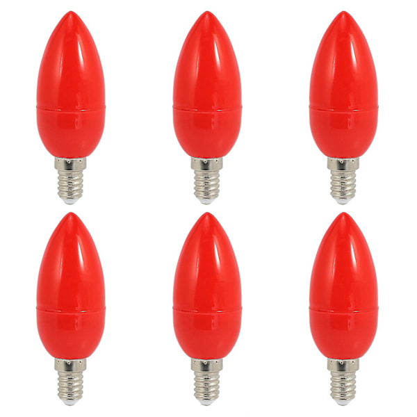 6x Led Candle Light Candle Bulb Red Fortune Lamp Magic Lamp Energy Saving Candle Light, e14-meini