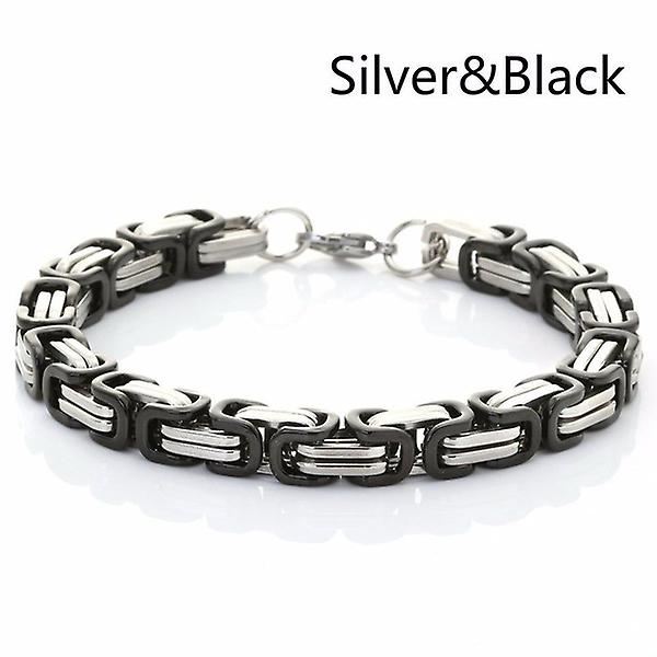 Rustfritt stål Vintage Punk kjede armbånd Hip Hop (bredde: 6mm svart sølv)