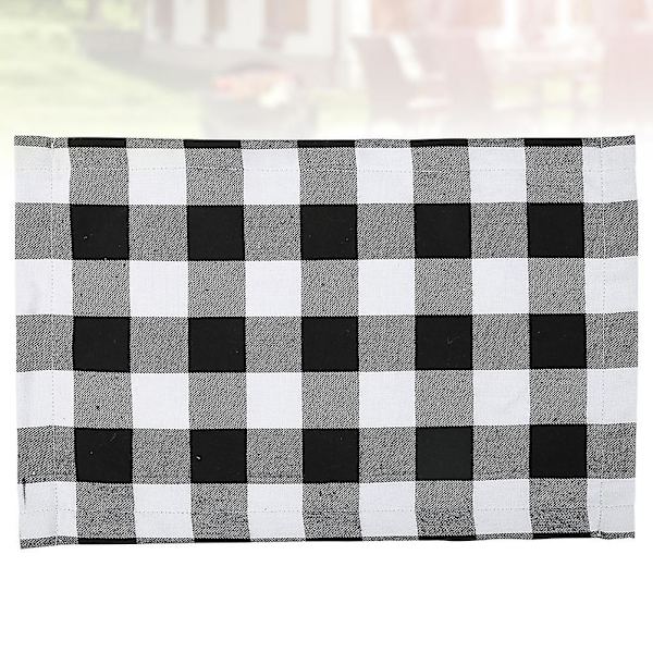 2 kpl Klassinen ruudullinen kuvio Hotellin ravintolan Banketti Pöytäliina Asetinmatto Ruokailuväline Matto Kotiin (Mustavalkoinen Harmaa)（44X29CM，Musta）