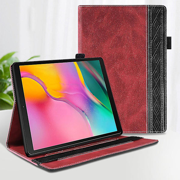 Business Style PU Nahkakotelo Samsung Galaxy Tab T510:lle, Automaattinen Herätys-/Unitila, Täydellinen Suoja Folio-Kotelo (Punainen)