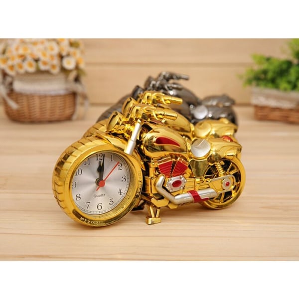 Creative Retro Motorcykelväckarklocka för hem och kontor Vintage motorcykelväckarklocka (guld och röd)
