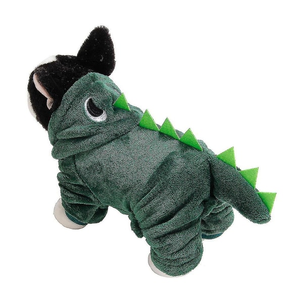 Vinterkläder för hundar med dinosaurietryck, huva, långärmad topp