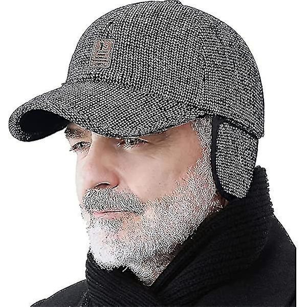 Vinter för män utomhushatt, justerbar varm sport golf basebollkeps hattar pappakepsar öronlappar förtjockning 55-60cm（grå）