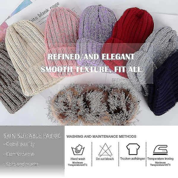 Kvinners Varm Vinterlue - Ullstrikket Lue Termisk Fleece Lue Hatter