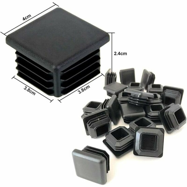 GP Plastpluggar 40x40mm Ändkåpa Fyrkantigt Rör Svart Plast Ändkåpa Trampolin Möbelben Ändkåpor 16st