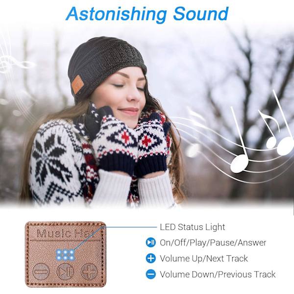 Bluetooth-hat, vinterhat til mænd med Bluetooth 5.0