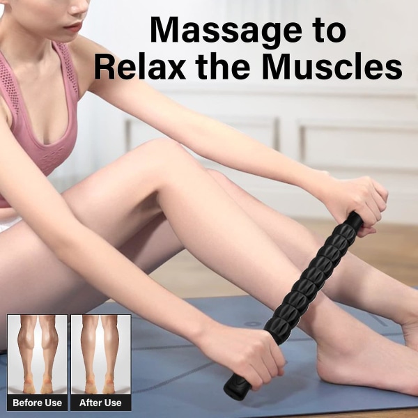 Massagepindrulle til dybt væv med 360 gear muskelrullepind til lindring af smerter Massage ømme kramper（Sort）
