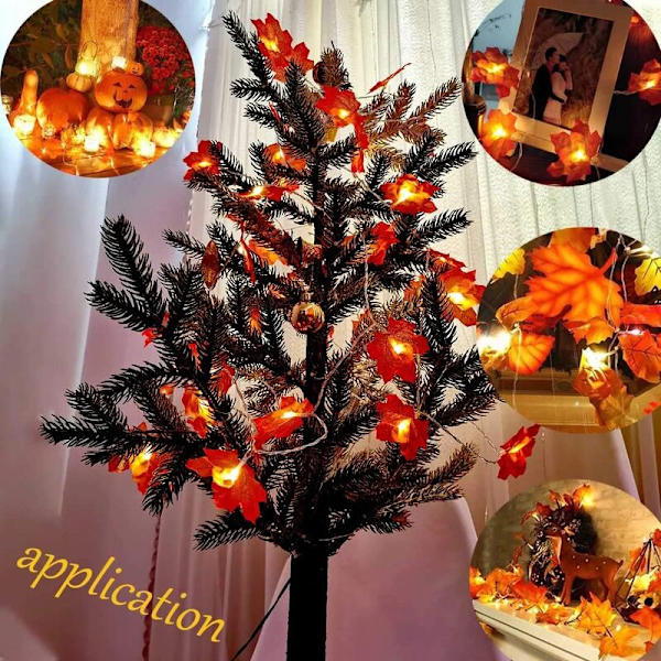1 st höstkrans höstdekorationer 20 lampor höstlöv Halloween jul, Thanksgiving dekorationer väggdekorationer
