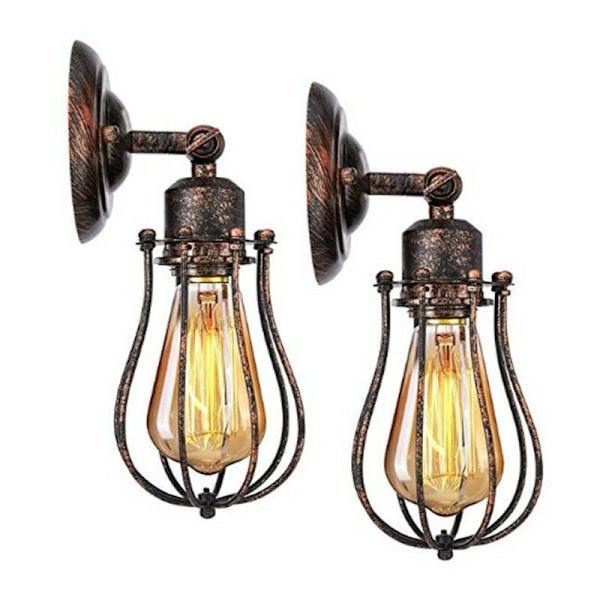 Industriell vägglampa i metalljärn E27 Retro Retro lampa för champagne hem café loft kök vardagsrum hotell sovrum rostfri 12x25cm 1st brons
