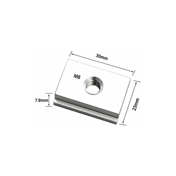 Glidmutter M8 T-spår spårmutter aluminiumlegering för snickeriverktyg skruvspårfästning 10 stycken