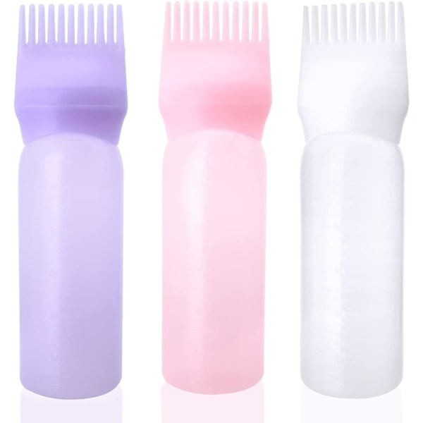 Hårrotkam Applikatorflaska Hårrotkam Färgapplikatorflaska Med Gradient Rosa + Vit + Lila