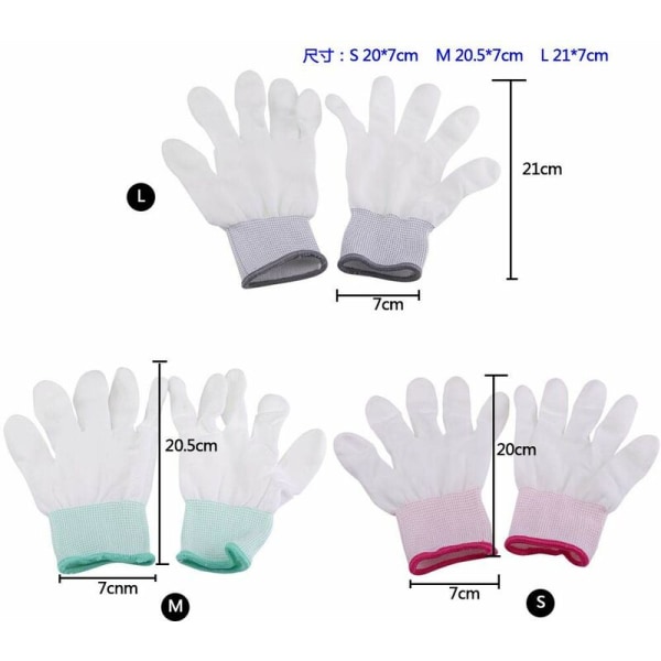 1 par antistatiska, halkfria handskar med PU-belagd fingerdel (L)