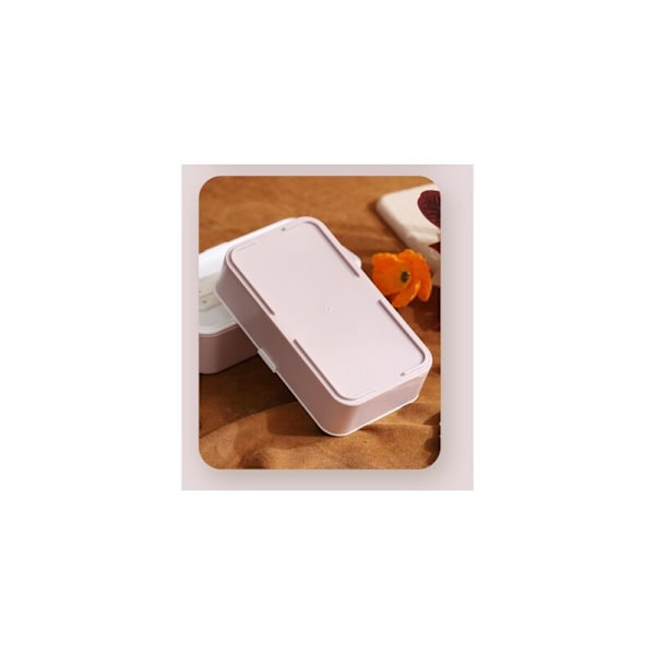 1,2L Dubbelskiktad Lunchlåda i Trä Kontorsarbetare Student Bärbar Mikrovågsugns Lunchlåda Plast Lunchlåda 10*18,5*10,5cm Rosa