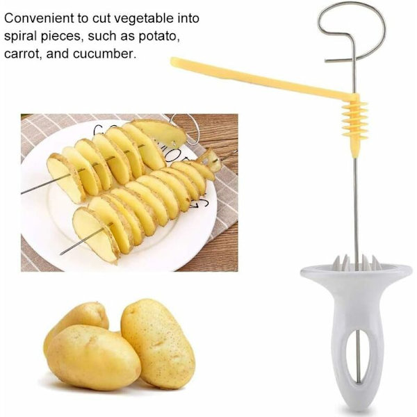 SPIRAL POTATISSKÄRARE - Rostfritt stål Potatis Twister Tornado Slicer Manuell Spiral Chip Cutter Köksugn Frukt Grönsaksverktyg