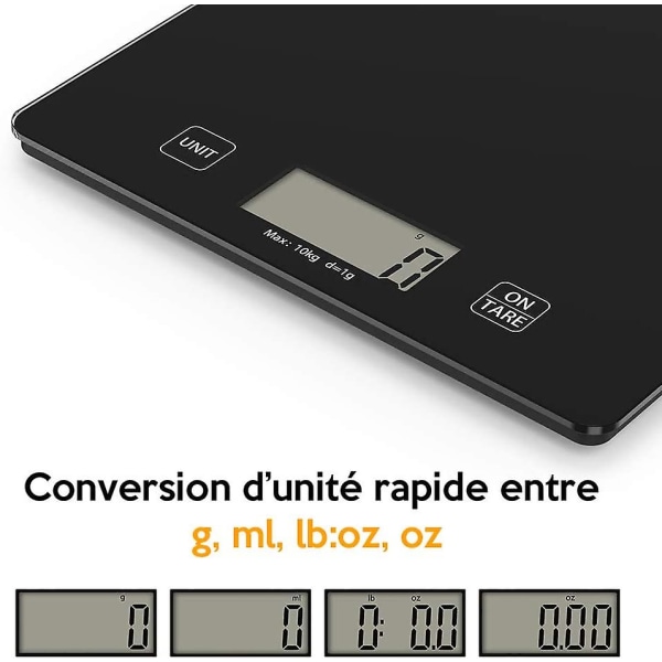 Hög precision köksvåg 10kg/1g, professionell digital precisionsvåg med LCD-bakgrundsbelyst skärm, automatisk stopp- och tareringsfunktion, med hög