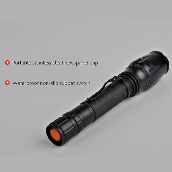 Militär LED-ficklampa ficklampa 50000LM Zoombar 5-läge (svart)