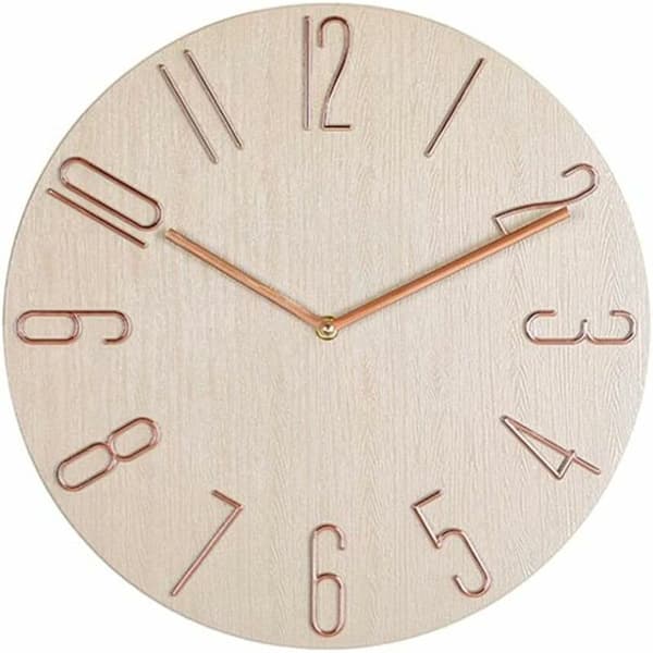 Enkel väggklocka 12\" vardagsrum hem väggklocka mode sovrum väggklocka lämplig för hem/sovrum/kök (beige)