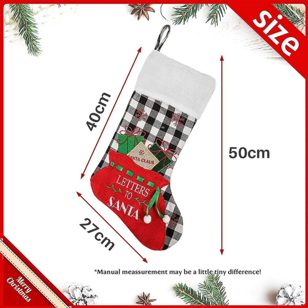 Julstrumpa, stor julklappspåse, julstrumpor att hänga tomten, juldekoration öppen spis godis Sapin