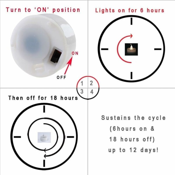 LED-ljus, LED-värmeljus, flamlös ljus med timer, automatiskt läge: 6 timmar på och 18 timmar av, 3,2x3,6 cm, [12 stycken, varmvit]