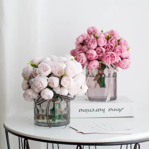 27 rosor Kamelia Bukett Bröllopsdekor Blommor Beige