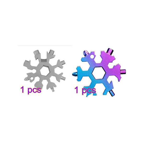 18-i-1 Snöflinga Verktyg Kort Combo Multifunktionell Snöflinga Skruvmejsel Snöflinga Skiftnyckel Verktyg Snöflinga Verktygskort 1st(Silver)