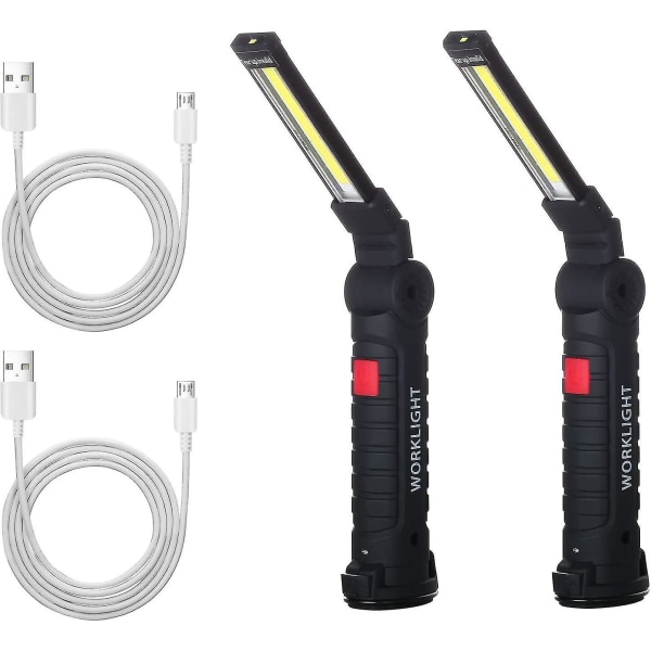 Led arbetslampa ficklampa Cob inspektionslampor uppladdningsbar campinglampa med magnetisk fot, Perfor