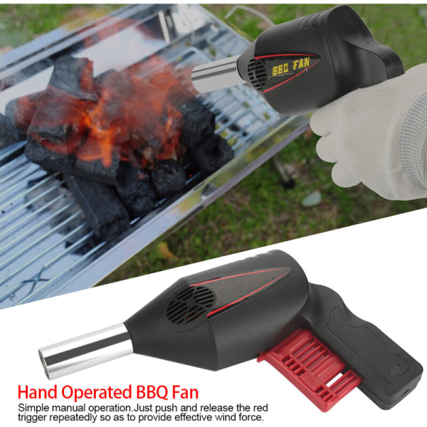 Bärbar manuellt manövrerad BBQ-fläktluftfläkt för utomhuscamping picknickgrill Grillverktyg