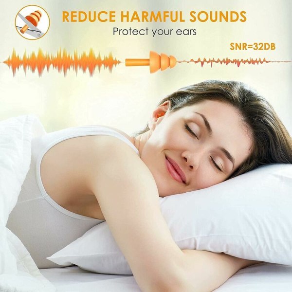 Tysta ljuddämpande öronproppar, sovande öronproppar, sovande öronproppar, hörselskydd, öronproppar, vattentäta simproppar , 10 par