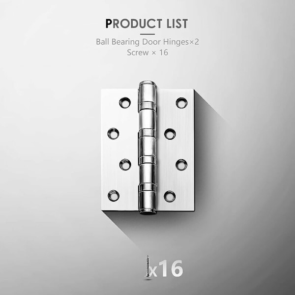2 x 4 kromkullagda dörrgångjärn (silver)