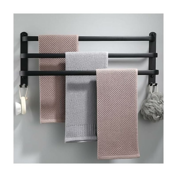Tier aluminium väggmonterad handdukshängare med krokar 60cm vattentät svart  handdukshängare för badrum kök badrum 621f | Fyndiq