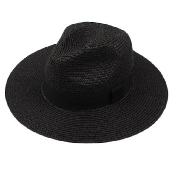Naisten leveälierinen olkihattu, fedora, rantahattu Upf50 + (musta)