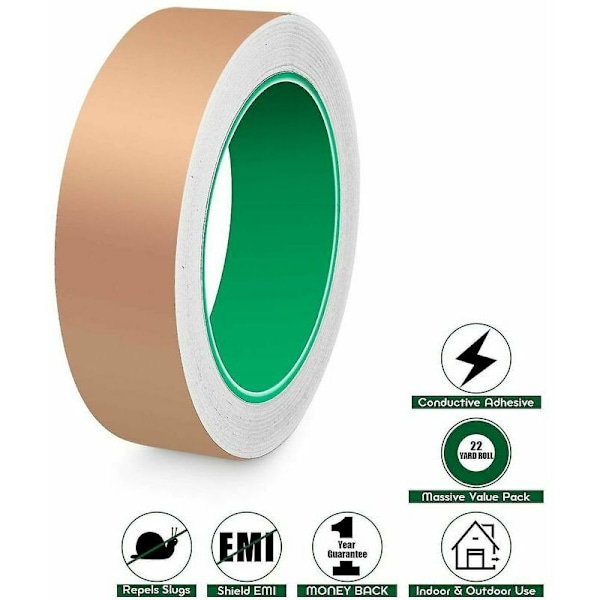 Kopparfolie Slug Tape med ledande lim - 30mm x 25m rulle - EMI-avskärmning målat glas gitarr