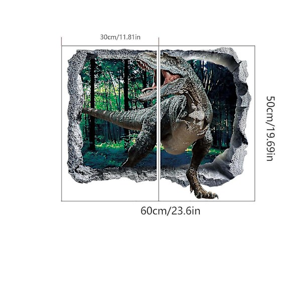 Barneromsdekorasjon 3d ødelagt vegg dinosaur veggklistremerke stue soverom dekorasjon veggklistremerke