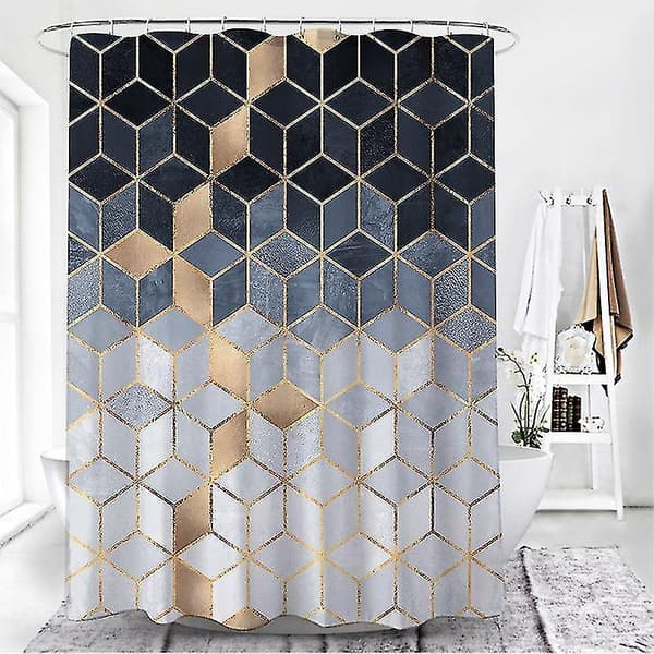 Geometrisk grön marmor duschdraperi 180 x 180 cm (4) Duschdraperi polyestertyg mögelbeständig Wat