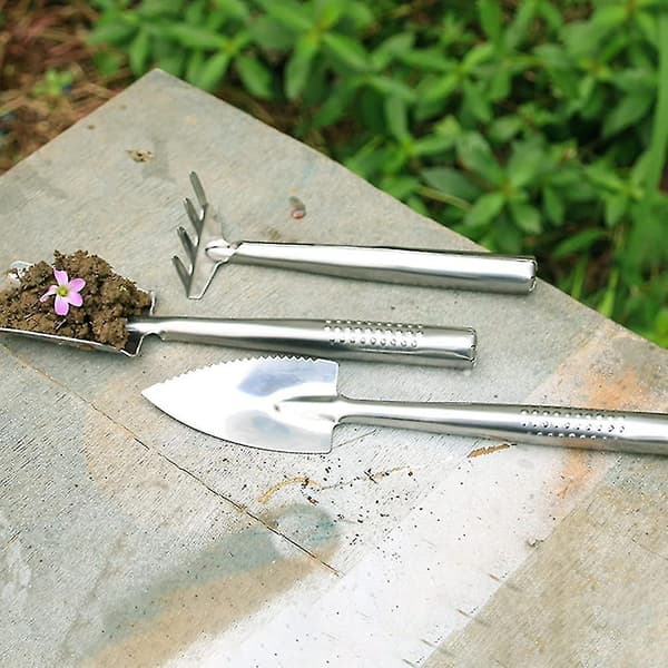 3-pack rostfria spatelspadar trädgårdsbonsai kratta