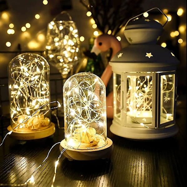 Ljusslinga 17 fot 50 LED batteridriven ljusslinga Vattentät eldflugor på silvertråd för Alla hjärtans dag presentdekorationer (3-pack)