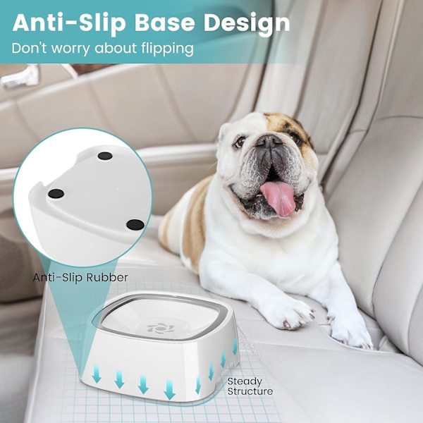 Hunde Vandskål, Anti-Splash Vandskål No-Spill Anti-Overflow Hunde Vandskål Anti-Drop Flydende Skål til Hjem Rejse Køretøj 1L