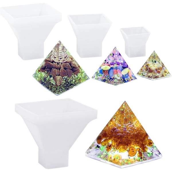 4 PCS Pyramid Silicone Mold, Clear Epoxy Resin Moulds for DIY Pyramid, Jewelry