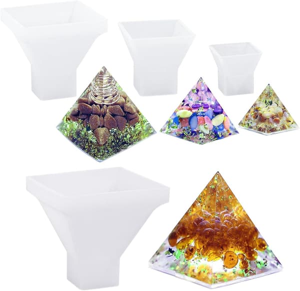 4 stk. pyramide silikoneform, klare epoxyharpiksforme til DIY pyramide, smykker