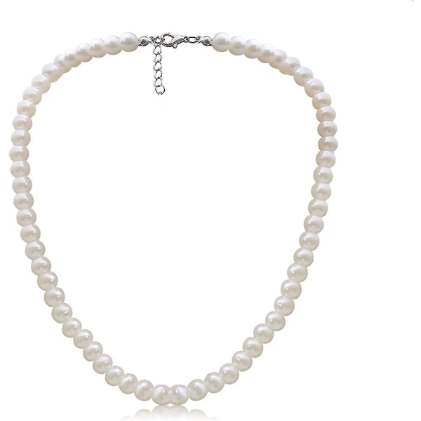 Perlehalskæde til mænd, hvid perlehalskæde til kvinder, rund perlehalskæde, perlesmykker