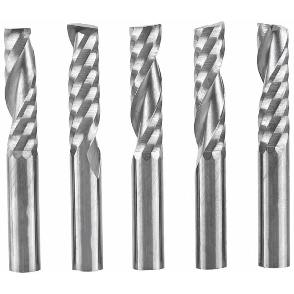 5 st ändfräs 6 mm skaft Enkel räfflade ändfräs Borrverktyg Volframkarbid CNC-fräs för trä Aluminium Stål Kretskort PVC-fiber