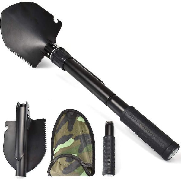 Fällbar Camping Spade, Multifunktionell, 41cm, Svart