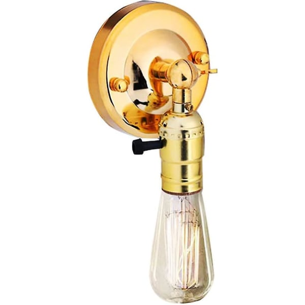 Vintage lampeholder, E27 Edison Retro vegglampeholder med bryter for hjemmebruk og dekorasjon 220v(gull)