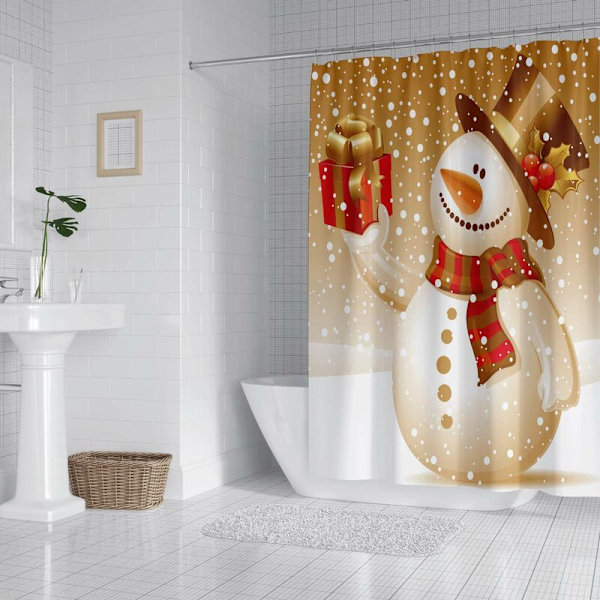 Jul Duschdraperi Badrumsdekor Kit Tyg med Krokar 90cm x 180cm.