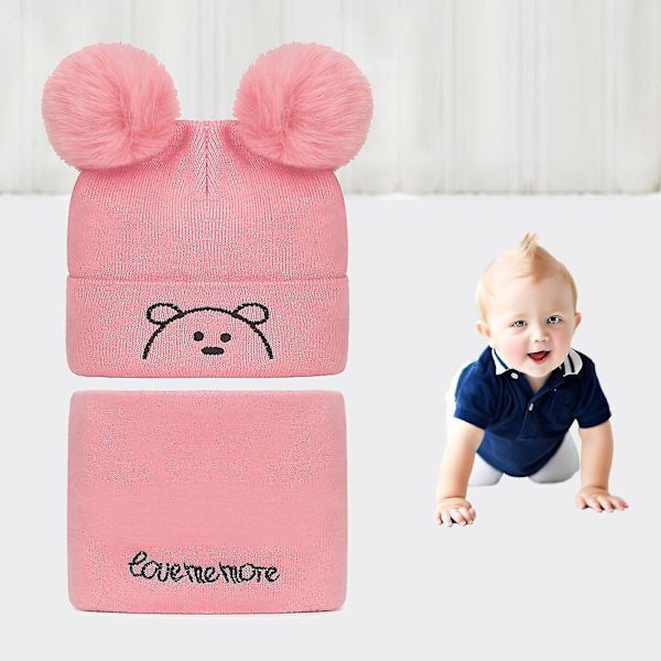 Baby Stickad Mössa Icke-Fällande Andas Levande Färg Beanies Stickade Vintermössor Med Plyschboll För Småbarn（Gul）