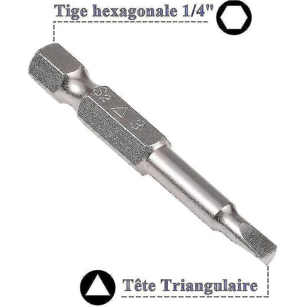 5 stk 50mm sekskant skaft trekant hode elektrisk skrutrekker bits S2 stål trekant spiss 6,35 mm sekskant skaft magnetiske skrutrekker bits 1,8/ 2,0/ 2,3/ 2,7/