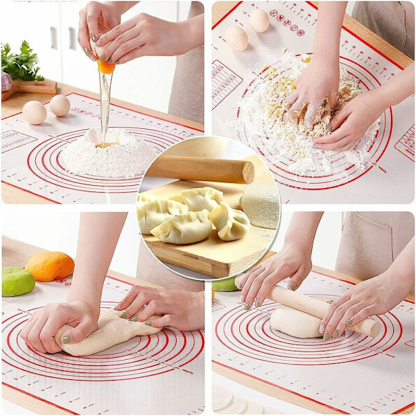 Non-stick silikonbakningsmatta degmattor med mått 1 st för 70 x 50 cm (röd)